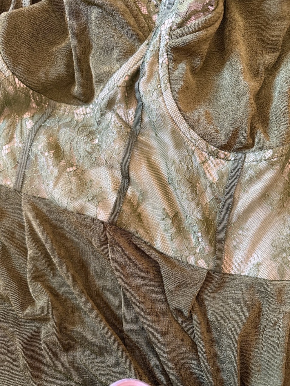 Cider Olive Green Velvet Jumpsuit with Gold Chain Straps - Picture 7 of 9